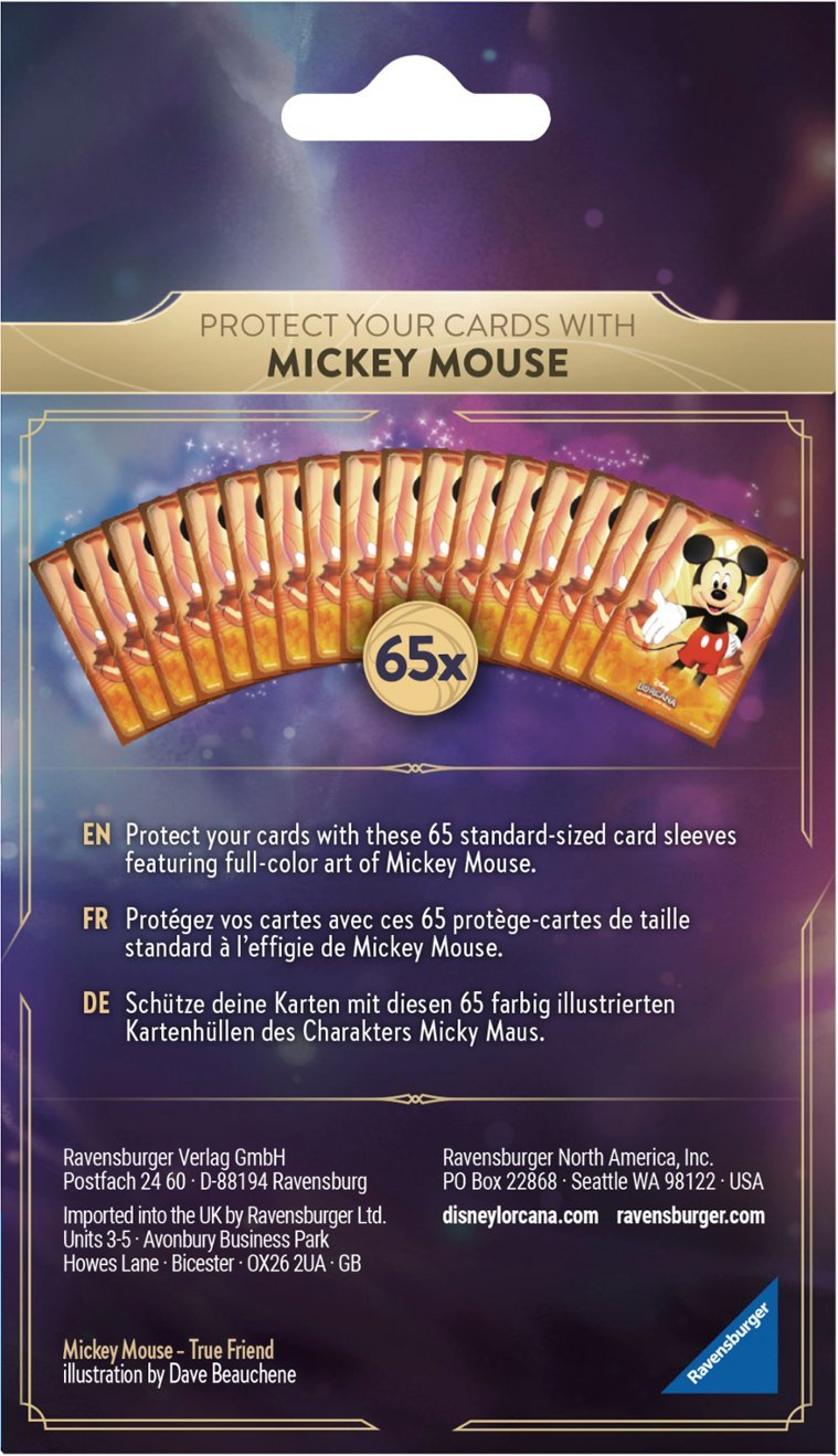 Disney Lorcana TCG The First Chapter Card Sleeves (65-Count) - Mickey Mouse
